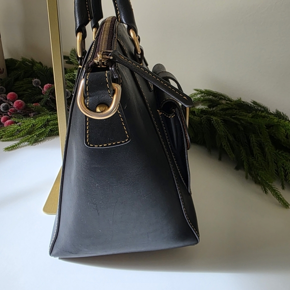 Dooney & Bourke Emerson Satchel/Crossbody Black Florentine Leather Gold Hardware - Picture 3 of 13